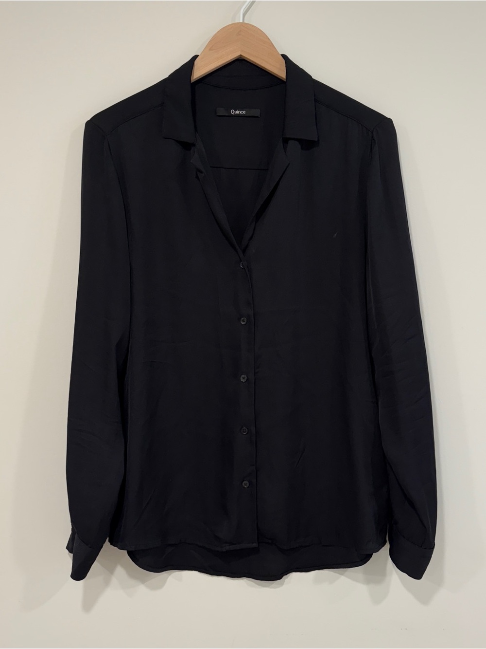 Quince Black Silk Blend Button-Up Shirt